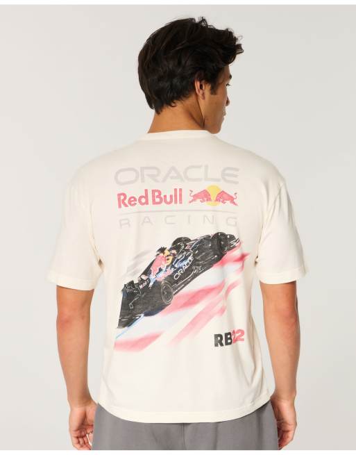 Hollister Boxy oracle red bull racing graphic tee in cream, 3 of 5