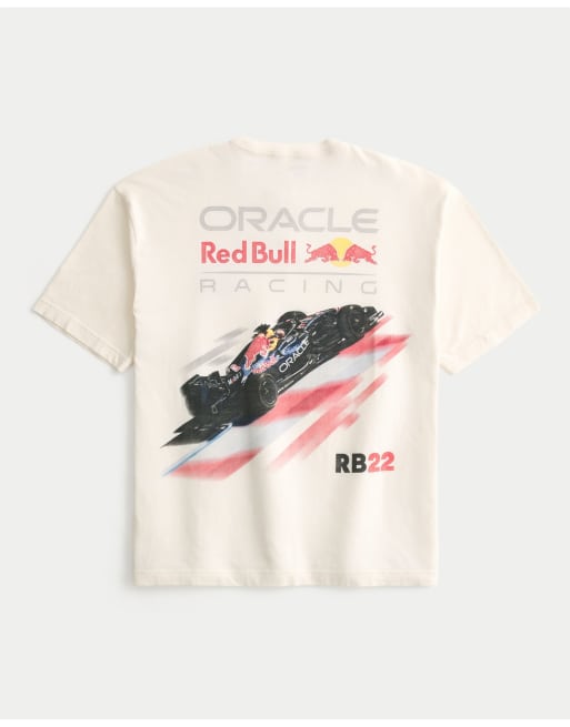 Hollister Boxy oracle red bull racing graphic tee in cream, 4 of 5