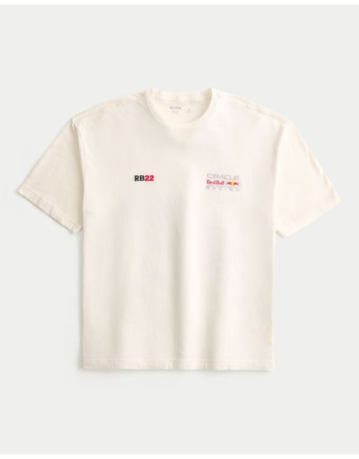 Hollister Boxy oracle red bull racing graphic tee in cream, 5 of 5