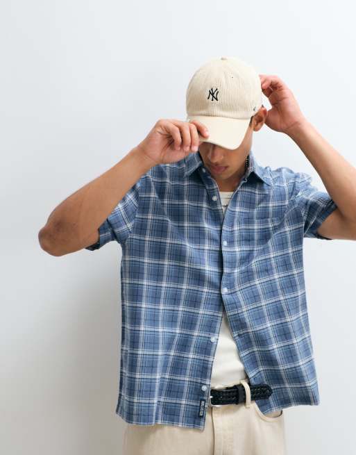 Hollister boxy overhemd met korte mouwen in blauw geruit, 3 van 5