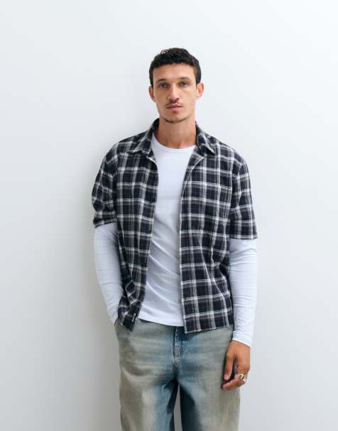 Hollister boxy overhemd met korte mouwen in zwart geruit - view 1