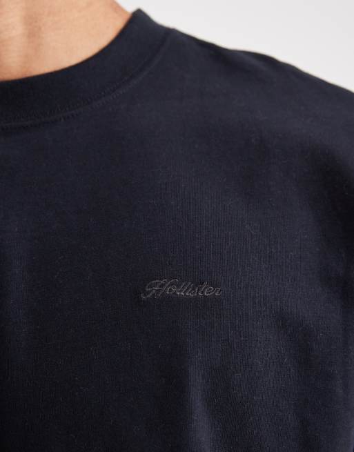 Hollister boxy oversized short sleeve micro logo t-shirt in black, 5 of 5