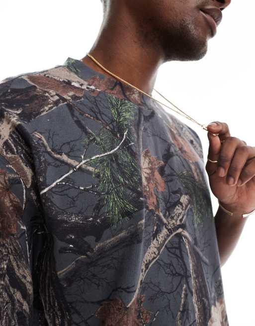 Hollister boxy oversized washed T-shirt in camo, 3 of 4