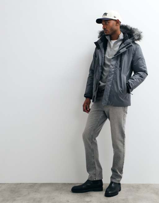Hollister boxy parka in donkergrijs, 3 van 5