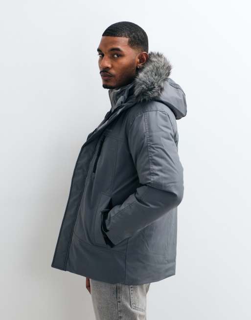 Hollister boxy parka jacket in dark gray, 4 of 5