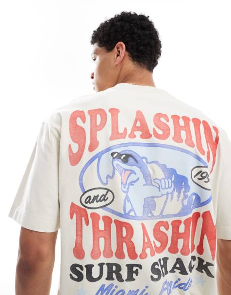Hollister boxy pet motif t-shirt in cream - view 1