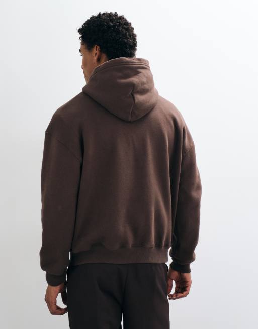 Hollister boxy pull on hoodie in brown, 2 of 5