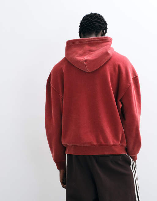 Hollister boxy pull on hoodie in washed red, 5 of 5