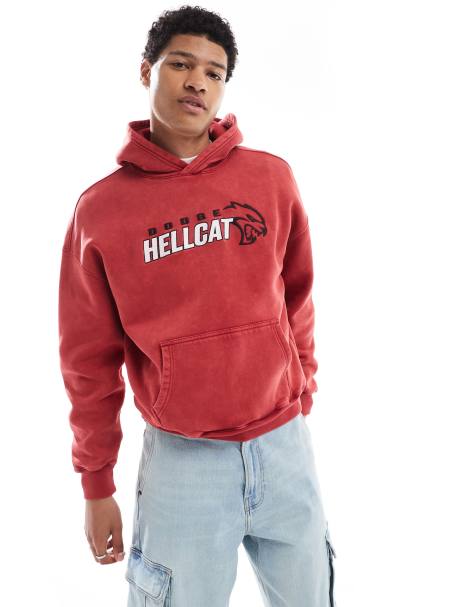 Hollister boxy race day dodge hoodie in burgundy - view 1
