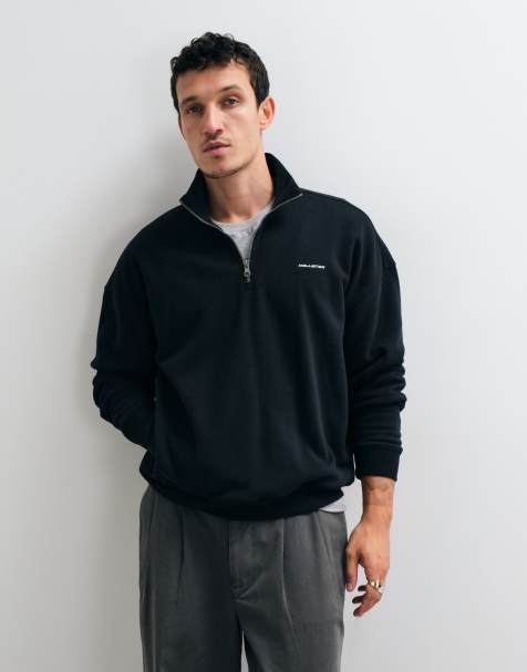 Hollister boxy sweatshirt met kwartrits in zwart - view 1