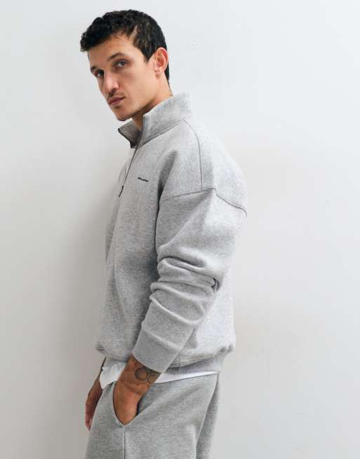 Hollister boxy sweatshirt met kwartritssluiting in lichtgrijs, 5 van 5