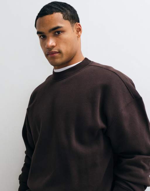 Hollister boxy sweatshirt met ronde hals in bruin, 1 van 10
