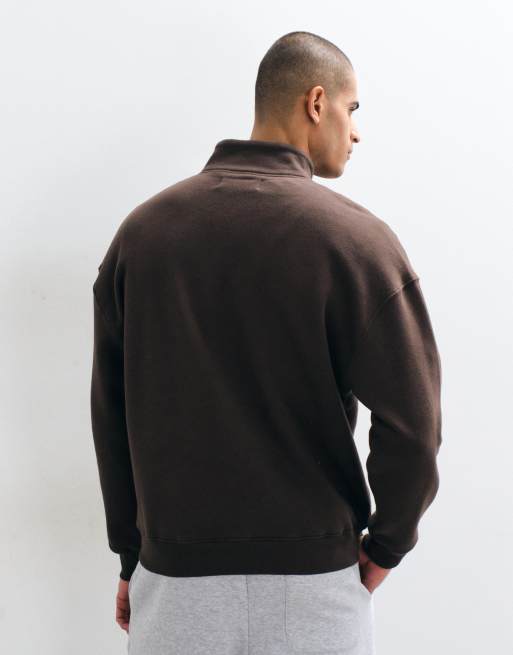 Hollister Boxy-Sweatshirt mit 1/4-Reißverschluss in Braun, 5 von 5