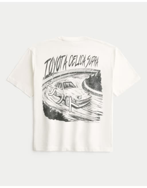 Hollister Boxy toyota celica supra graphic tee in cream, 4 of 5