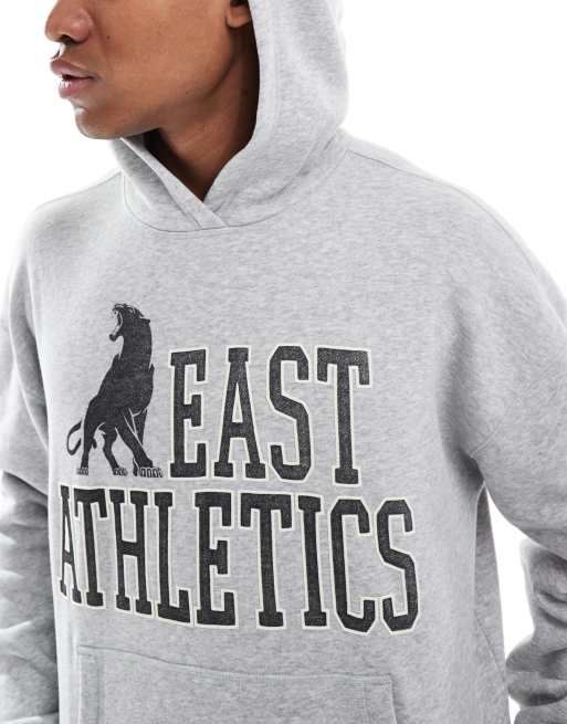 Hollister boxy varsity motif hoodie in grey, 4 of 4