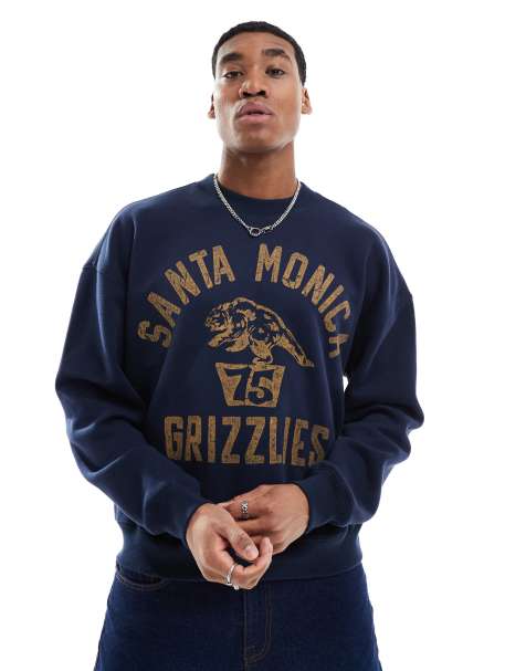 Hollister boxy varsity motif sweat top in navy - view 1