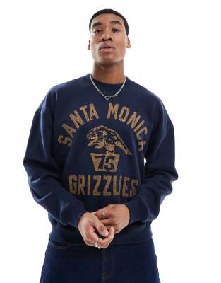 [Hollister] Hollister boxy varsity motif sweat top in navy S NAVY