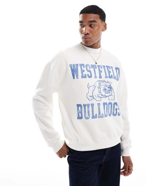 Hollister boxy varsity motif sweat top in white - view 1