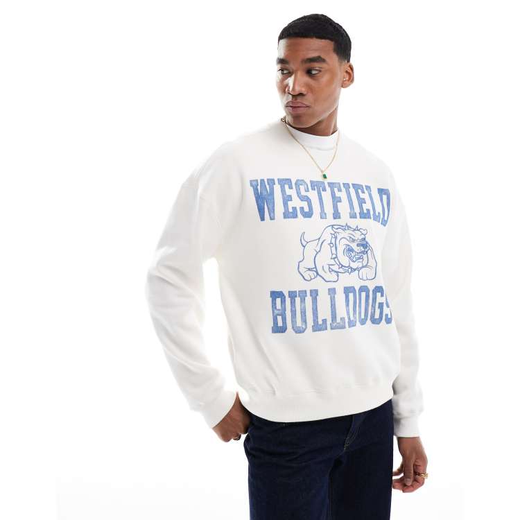 Hollister boxy varsity motif sweat top in white | ASOS