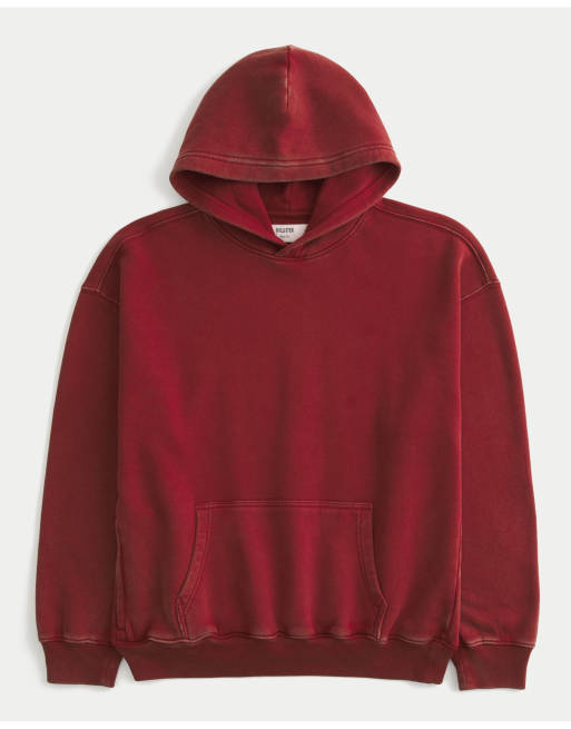 Hollister Boxy washed icon hoodie in deep red, 4 of 5