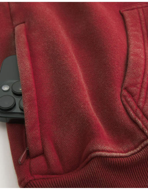 Hollister Boxy washed icon hoodie in deep red, 5 of 5