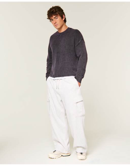 Hollister Boxy washed waffle crew sweater in charcoal, 2 of 5