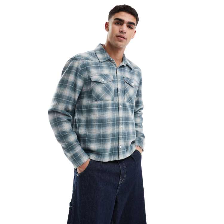 MADISONBLUE OPEN COLLAR SHIRT FLANNEL  灰 TheRealMcCoy_sMS24006OmbreCott