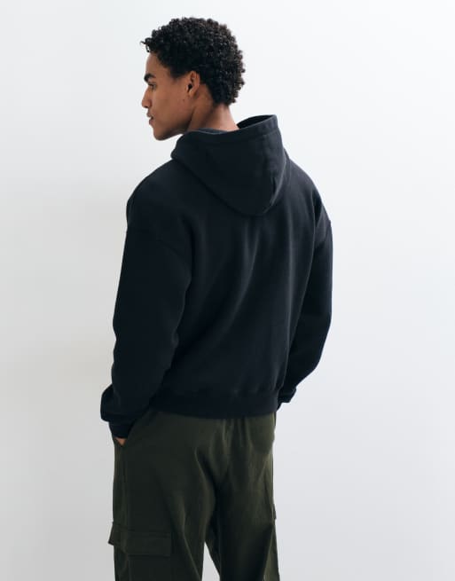 Hollister boxy zip through hoodie in black, 3 of 5