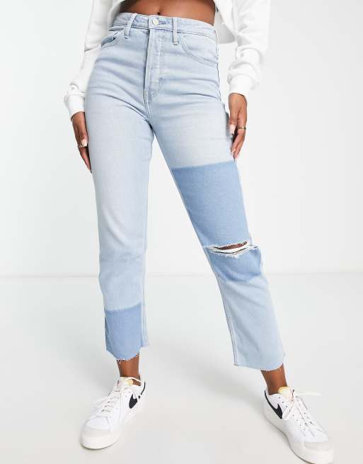 Hollister mom jeans in light wash blue, ASOS