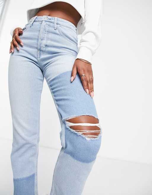 Hollister Low-Rise Ripped Light Wash 90s Straight Jeans