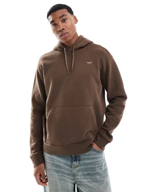 Hollister – Brązowa bluza o luźnym kroju z kapturem i logo