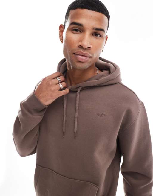 Hollister – Brązowa bluza z kapturem o luźnym kroju z logo