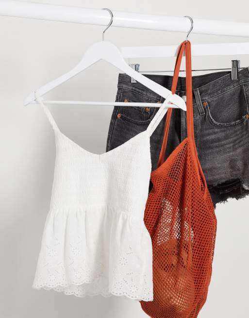 Hollister brodereie cami top in white ASOS