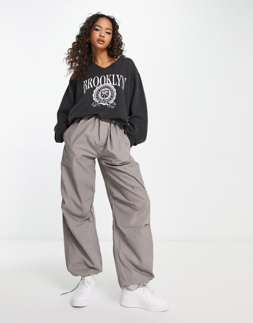 Hollister Brooklyn motif sweatshirt in grey | ASOS