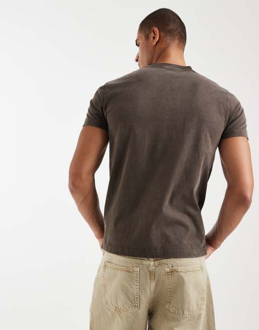 Hollister - Brun henley-T-shirt med korte ærmer, 4 af 5