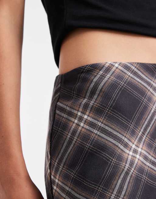Hollister - Brun mininederdel med mellemhøj talje og tern, 2 af 5