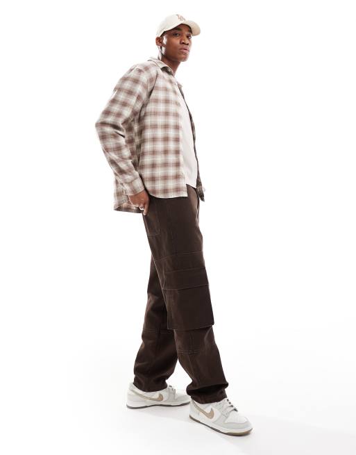 Hollister – Brun, smårutig overshirt i flanell