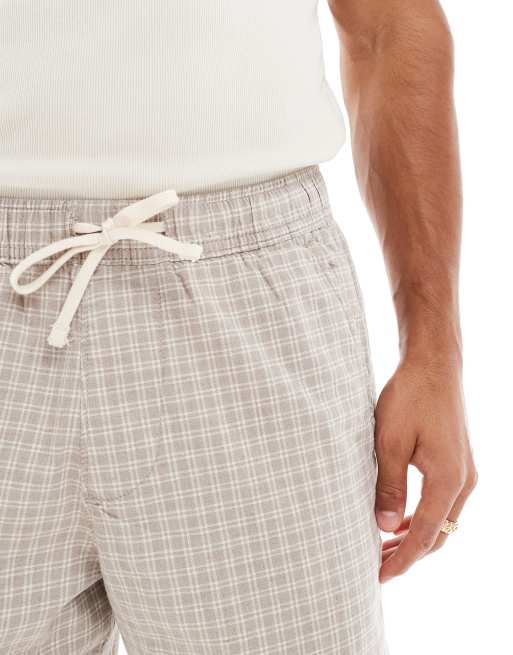 Hollister – Brunrutiga shorts med resårmidja, 3 av 5