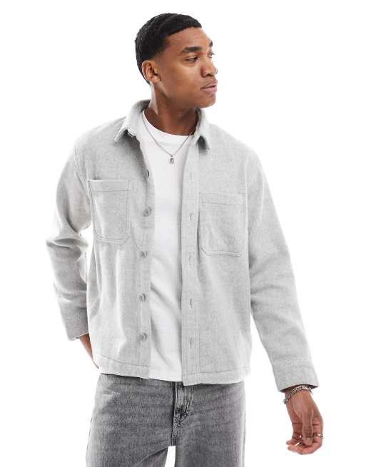 Hollister brushed overshirt in grey