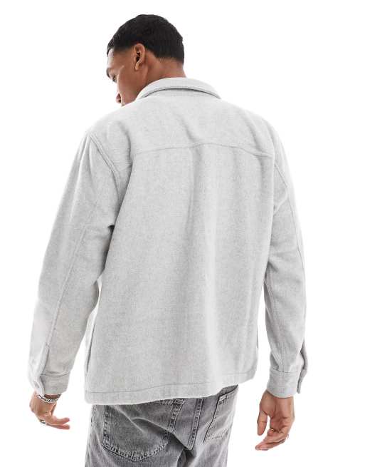 Hollister brushed overshirt in grey