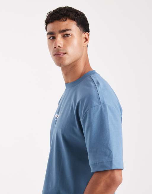 Hollister bubble logo cooling boxy oversized t-shirt in blue, 4 of 5