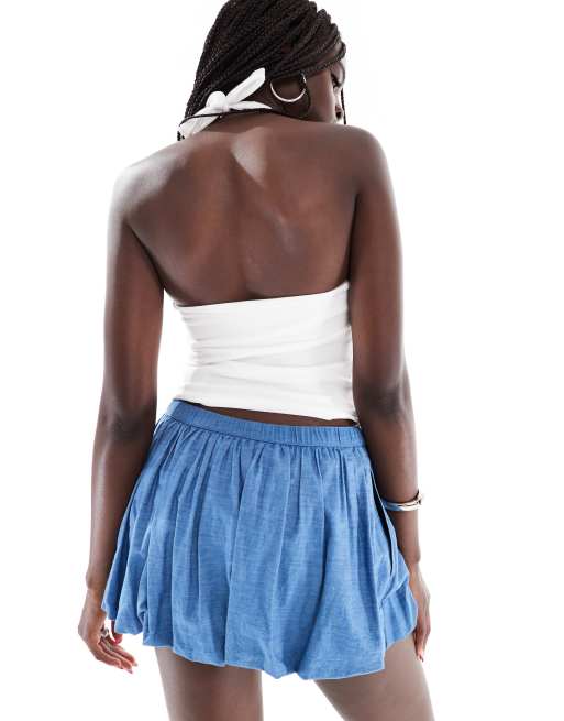 Hollister bubble mini skirt in blue denim, 4 of 5