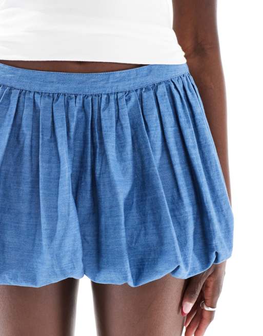 Hollister bubble mini skirt in blue denim, 5 of 5