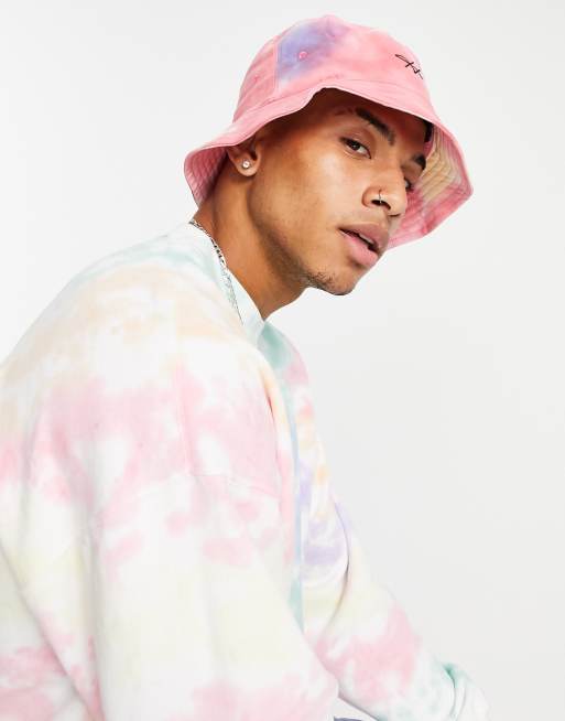 Pink tie dye bucket hat clearance