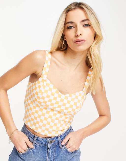 Hollister bust cup crop top in check