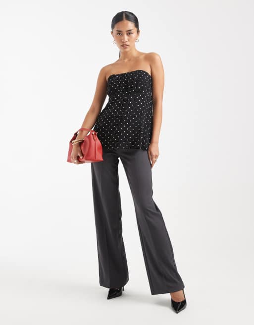 Hollister - Bustier style babydoll à pois style années 2000 - Noir, 2 de 4