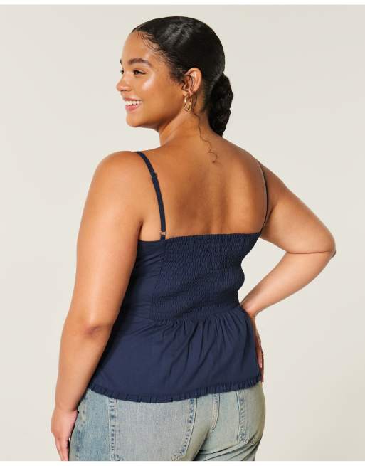 Hollister Button front tank in navy, 3 of 4