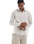 [Hollister] Hollister button through linen shirt in beige-Grey M BEIGE