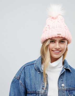 Hollister cable knit beanie with pom 