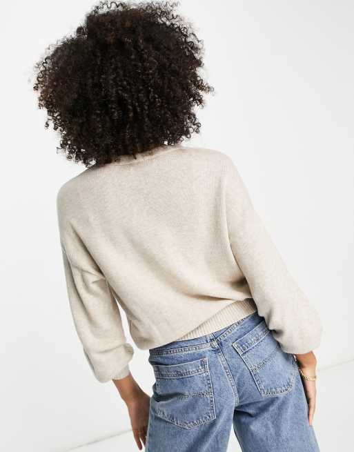 Hollister cable knit cropped cardigan in oatmeal, 2 of 4